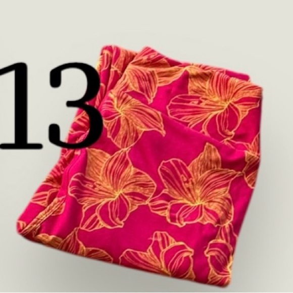 2for$15 3for$20 NEW LuLaRoe Leggings - pink with yellow and orange hibiscus - Picture 2 of 3